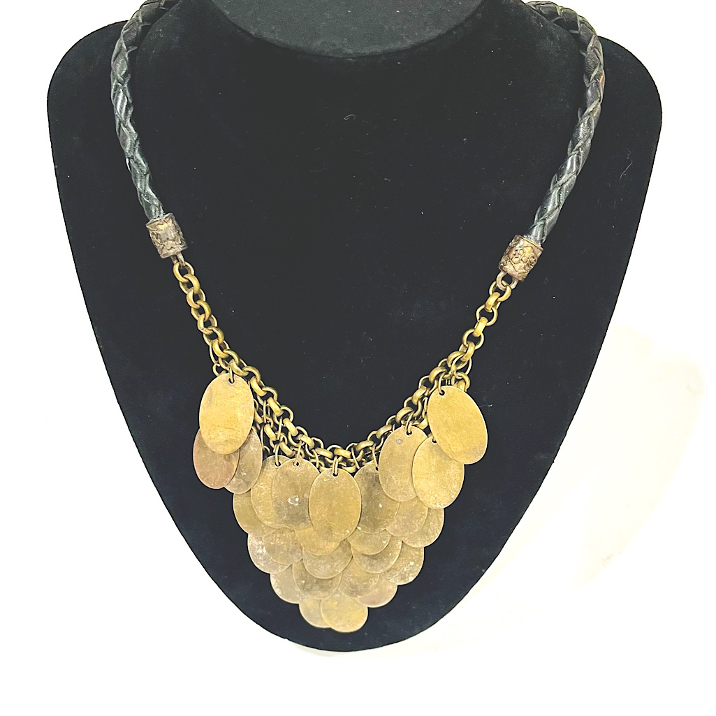 Vintage Tribal Brass Bib Necklace W Jingle Disksspecial Rare Find 56$